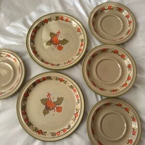 Vintage Stonecrest Japan Strawberry Sampler 6074 Salad Plates & Saucers 🍓10 pc